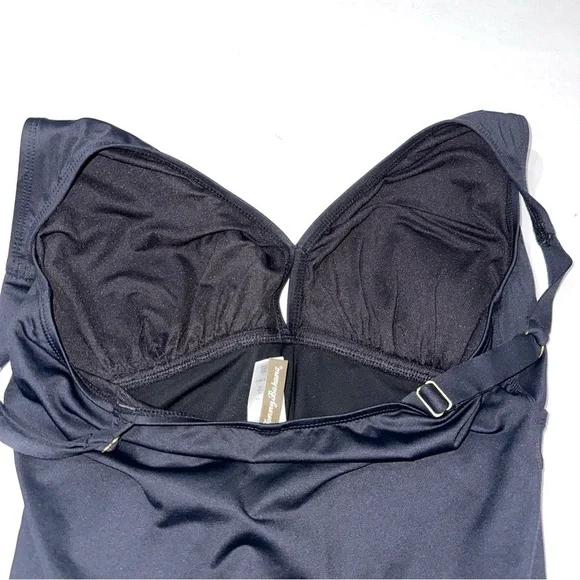 Women’s Tommy Bahama Black Pearl Ruched V-neck One Piece Swimsuit - Picture 6 of 10